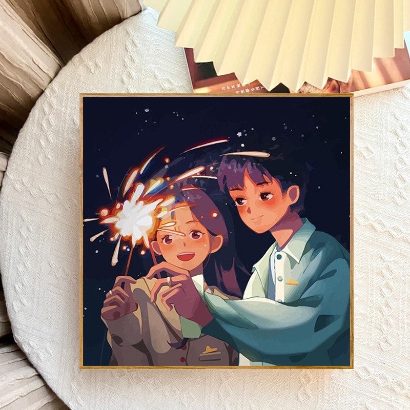 Tranh đính đá cặp đôi đón tết tranh tình yêu hạnh phúc