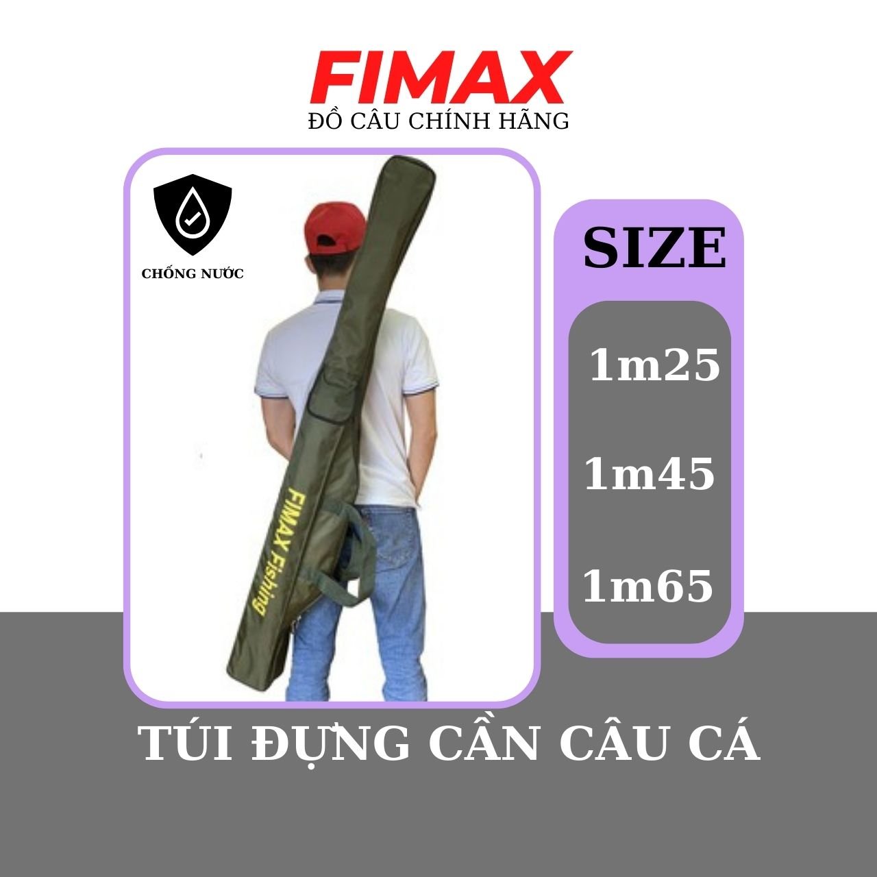 [HOT] Túi đựng cần câu Fimax Fishing 3 ngăn cao cấp siêu rộng đựng 4 đến 5 bộ cần máy, Bao đựng cần 2 khúc siêu bền dài 125cm, 145cm, 165cm