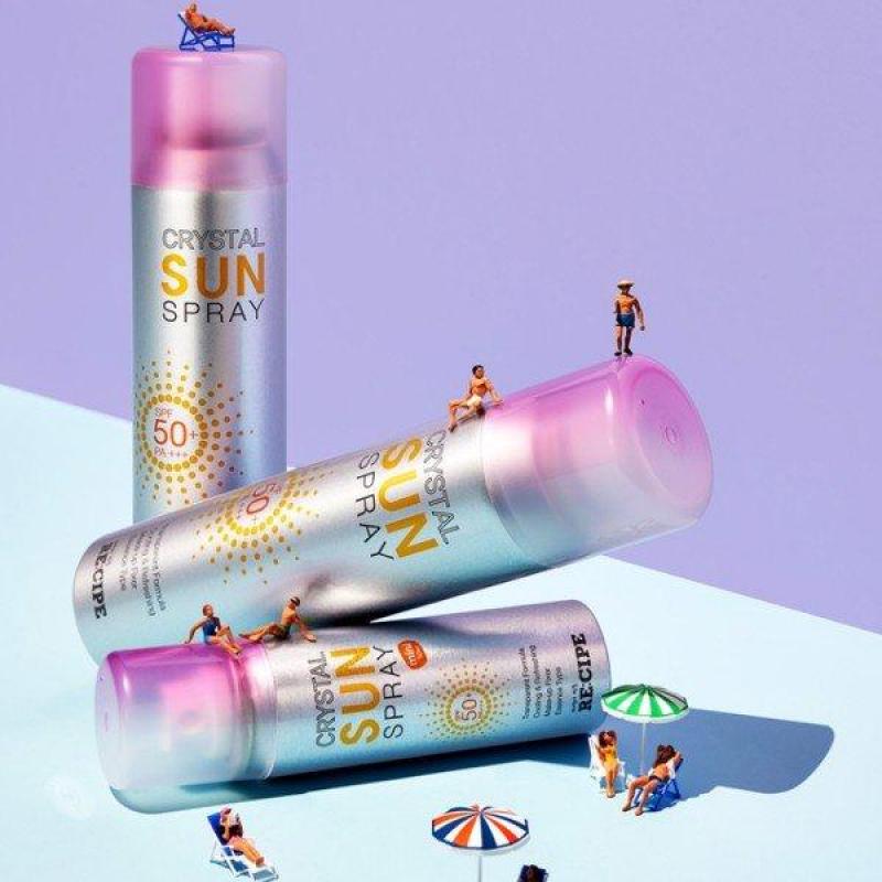 Xịt Chống Nắng Recipe Crystal Sun Spray Hàn Quốc - Mẫu Mới Nắp Cảm Biến Tia UV Chuyển Sang Tím Khi Ra Nắng nhập khẩu