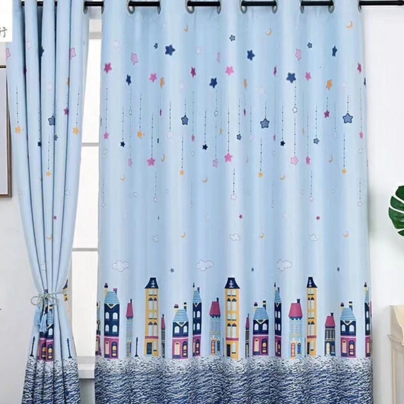 Rèm vải dày cao cấp ( có sẵn khoen tròn ) 2m cao - Thành phố mới