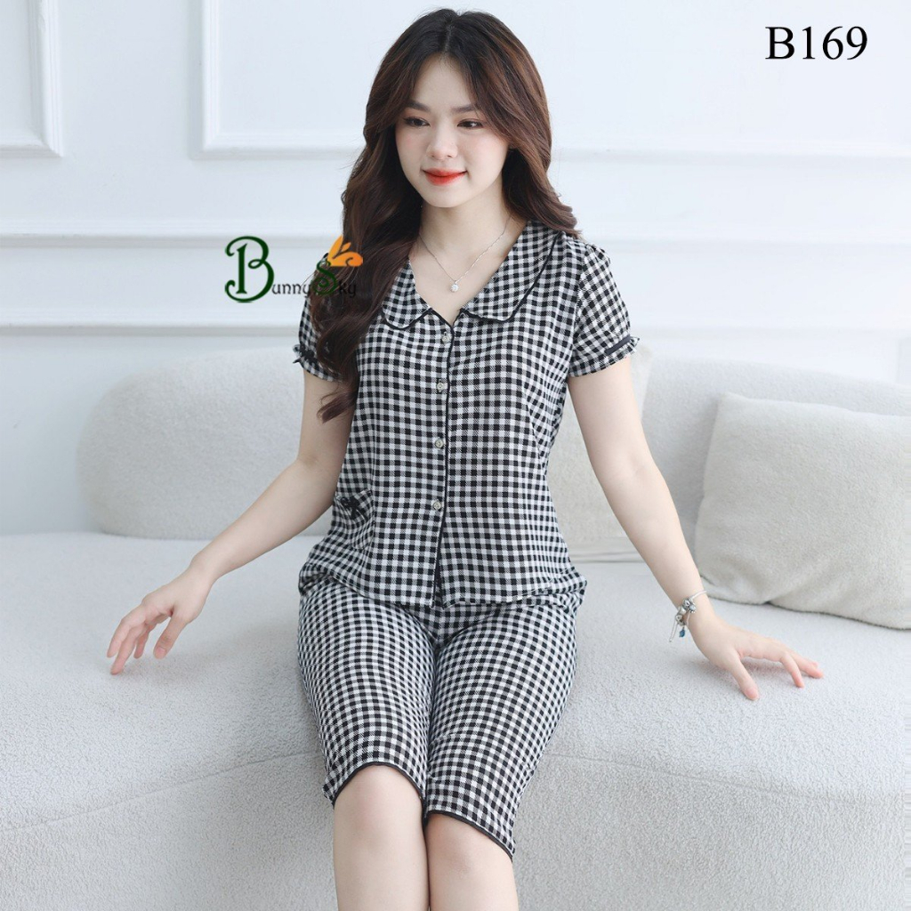 Đồ bộ nữ, quần áo mùa hè, bộ lửng mặc nhà mềm mát 4 màu
