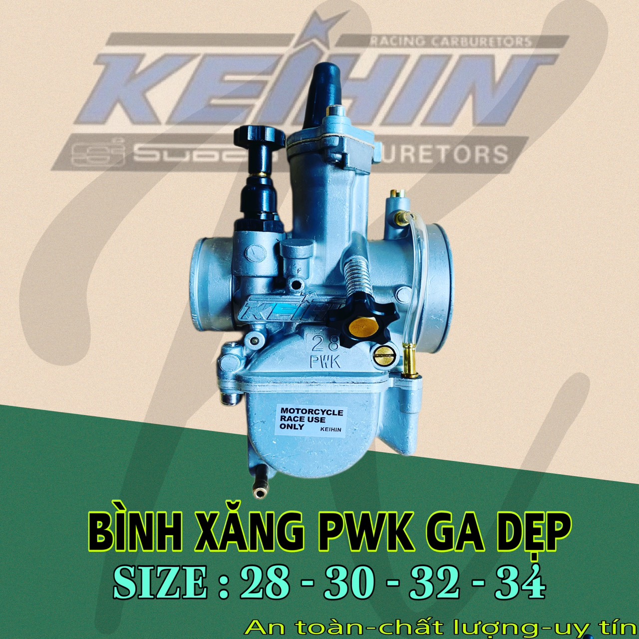 PWK flat gas tank size 28 - 30 - 32 - 34