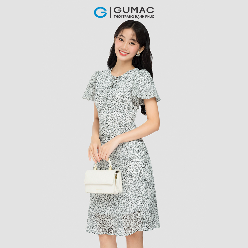 [15 - 17.6 |Voucher 8-15%] Đầm nữ A GUMAC, Đầm nữ hoa nơ cổ DD05083