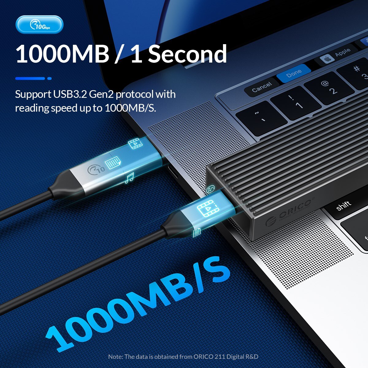 ORICO Vỏ Nhôm Công Cụ Miễn Phí M2 NVMe Vỏ Đựng Ổ SSD 10Gbps USB3.1 GEN2 Type C M.2 SSD Vỏ M Key Ổ Cứng Lưu Trữ Thể Rắn Hỗ Trợ UASP