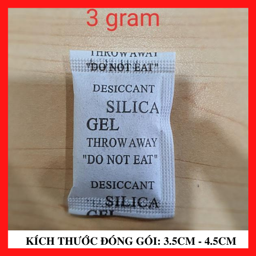[HCM]100Gr Gói hút ẩm Silicagel 3 gr (khoảng 32 gói) - Bảo quản thực - dược phẩm, đồ công nghệ, quần áo - Chống ẩm mốc, chống gỉ sét, chống mùi....