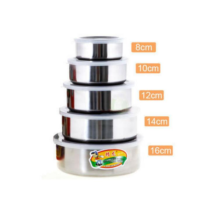 bộ 5 hộp đựng thức ăn inox có nắp