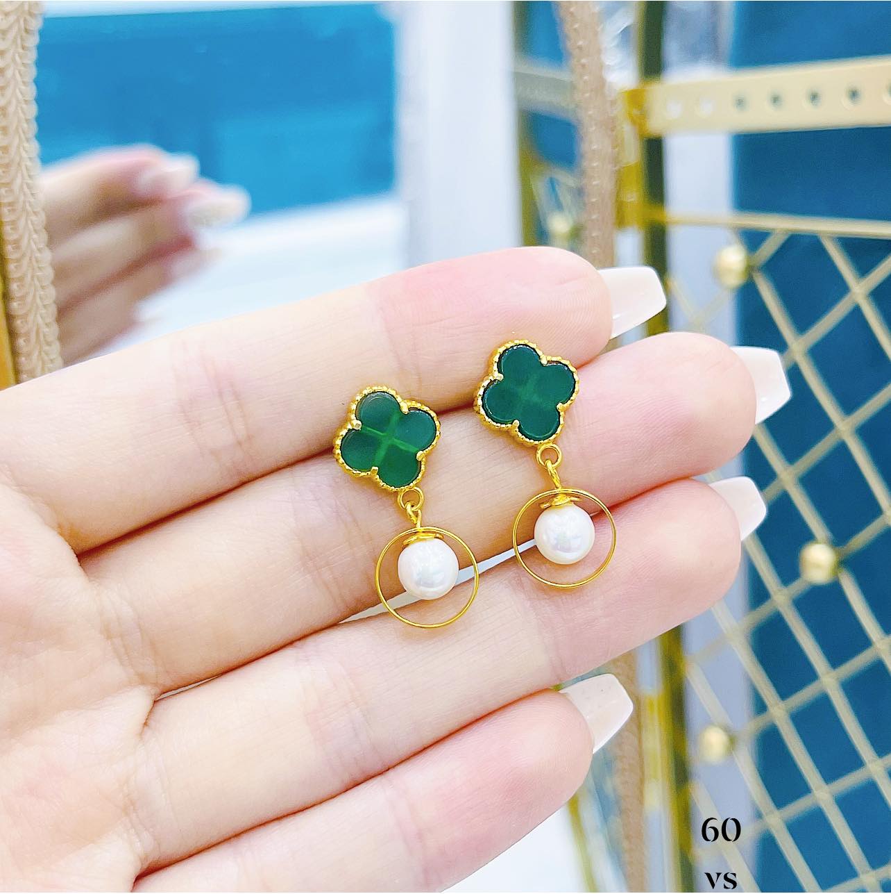 Bông tai ngọc trai vàng tây