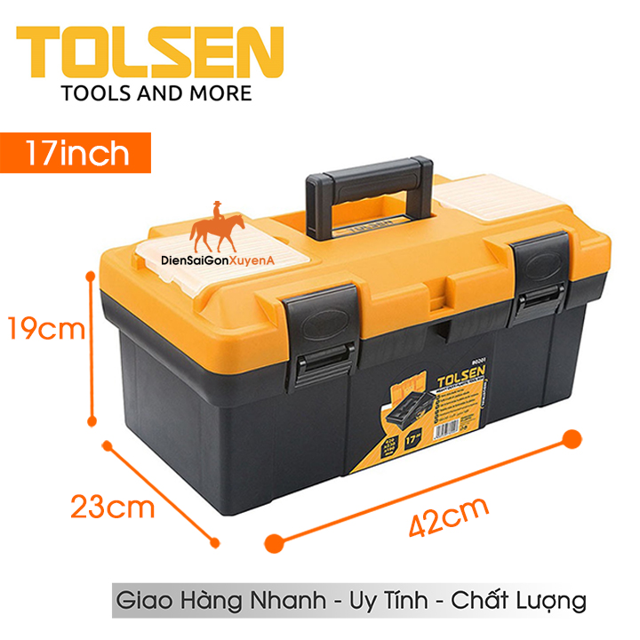 BÁO GIÁ THÙNG ĐỒ NGHỀ NHỎ TOLSEN 34X18X13CM 670G 80190 | Shopee Lazada Sendo Tiki mới nhất 16 Thùng đồ nghề - Hộp đựng dụng cụ đồ nghề kim khí 17inch TOLSEN 80201- 420x230x190mm
