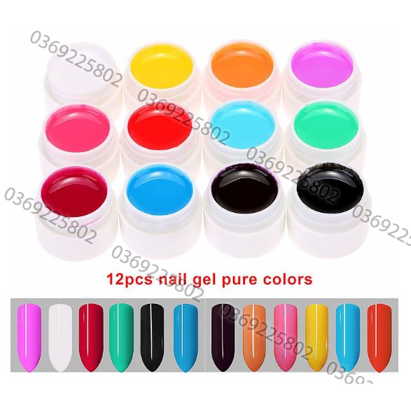 Set 12 hũ GEL Vẽ móng 3D có màu
