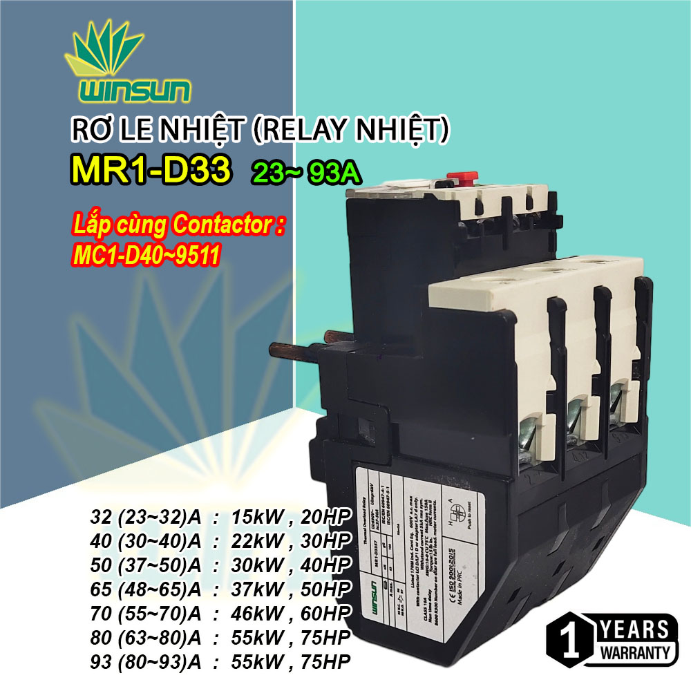 Rơ Le Nhiệt (Relay nhiệt) Winsun MR1-D33