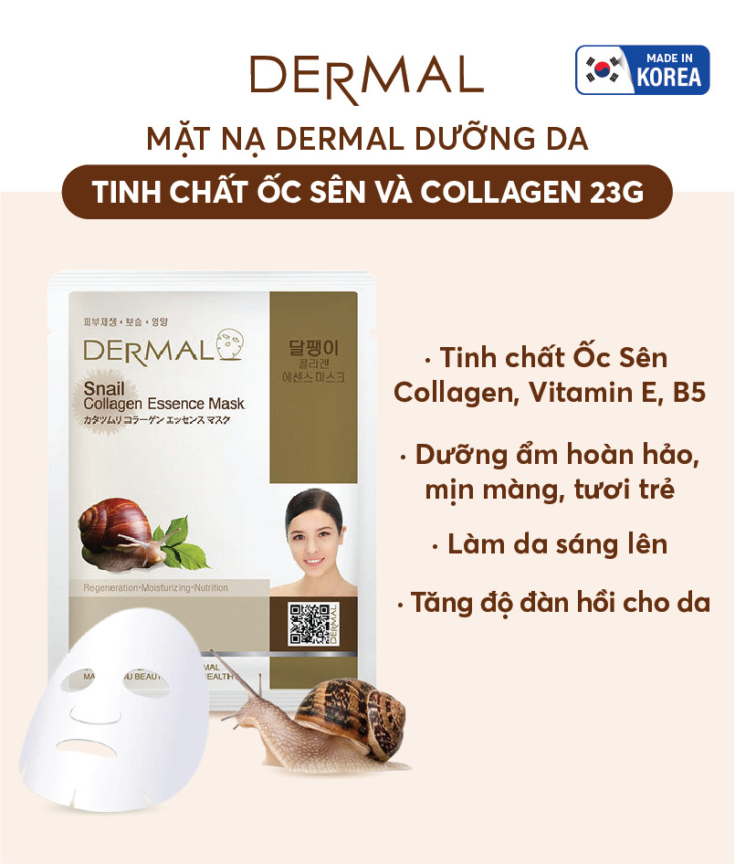 Mặt nạ Dermal dưỡng da tinh chất ốc sên