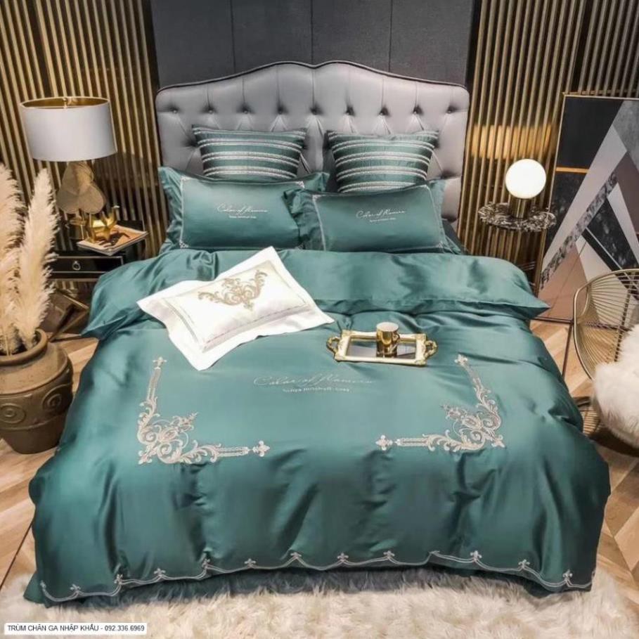 BỘ CHĂN GA GỐI LỤA TENCEL 60S THÊU TINH TẾ CAO CẤP