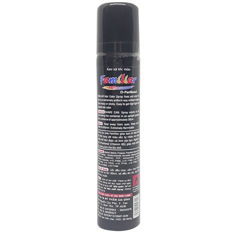 Keo xịt tóc màu Familiar 100ml (nhuộm màu tóc tạm thời)