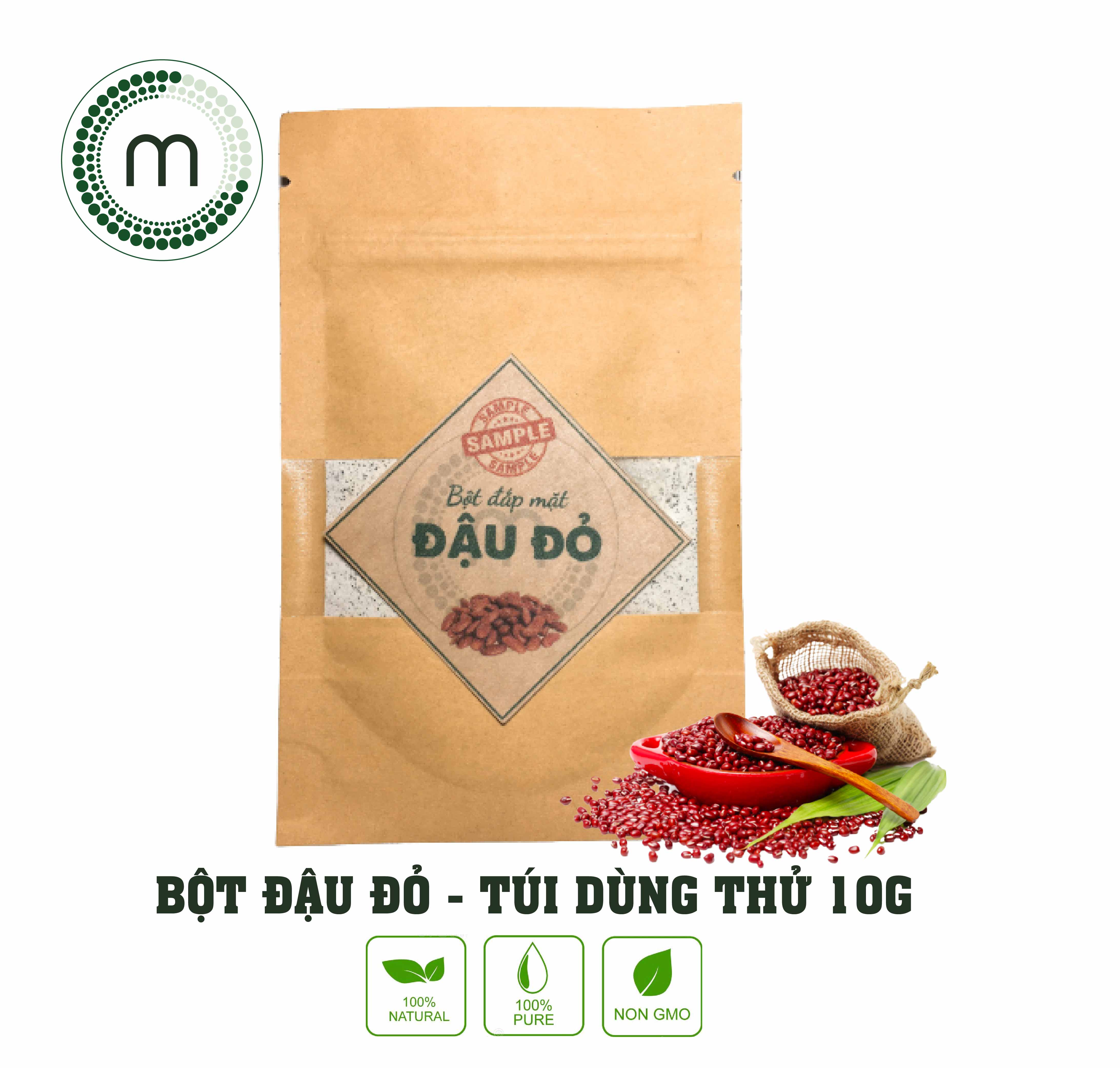Bột Đậu Đỏ MỘC đắp mặt nạ dưỡng ẩm trắng da ngăn ngừa mụn thiên nhiên nguyên chất túi 10g dùng thử và chai 100ml (70g)