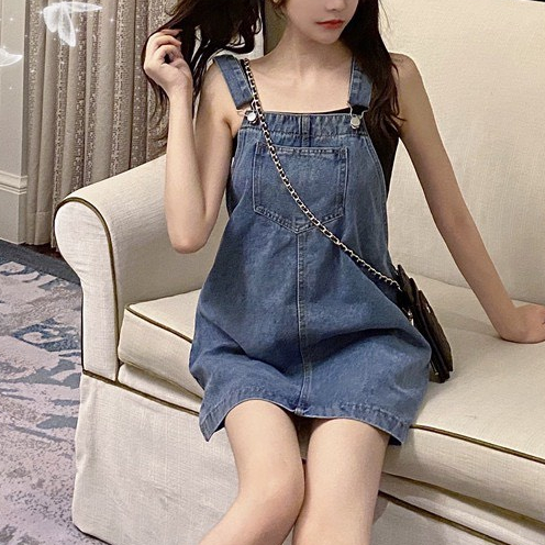Váy yếm jean ngắn váy yếm nữ kiểu dáng trẻ trung thanh lịch_y10