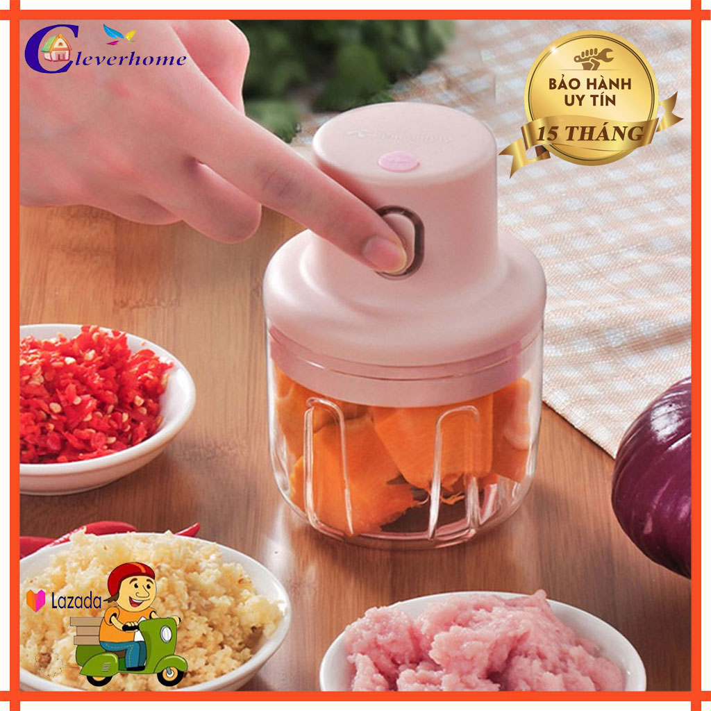 Máy xay tỏi ớt mini cầm tay sạc pin, máy xay đa năng, máy xay loại tốt lưỡi thép không gỉ, máy xay thịt, tỏi, gừng, ớt, băm rau củ quả an toàn tiện lợi hơn máy xay tỏi ớt kéo tay