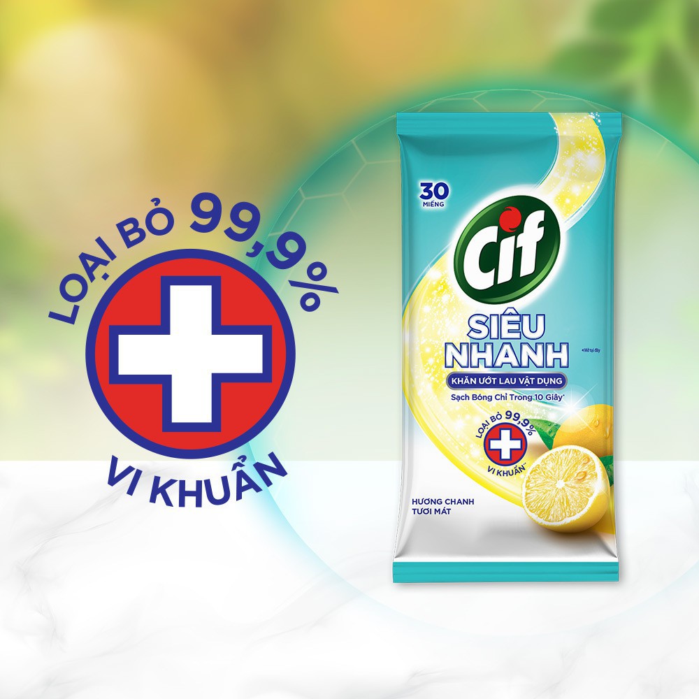 Khăn Ướt Lau Vật Dụng Cif Siêu Nhanh (Túi 30 Miếng)