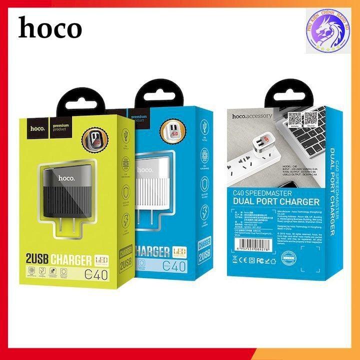 [HCM]CỦ SẠC NHANH 2 CỔNG HOCO C40 MAX 5V-2.4A