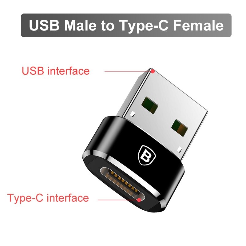 Đầu chuyển OTG USB to Type C hãng Baseus,RoCk ( Adapter/Converter Usb Type A to Usb Type C)