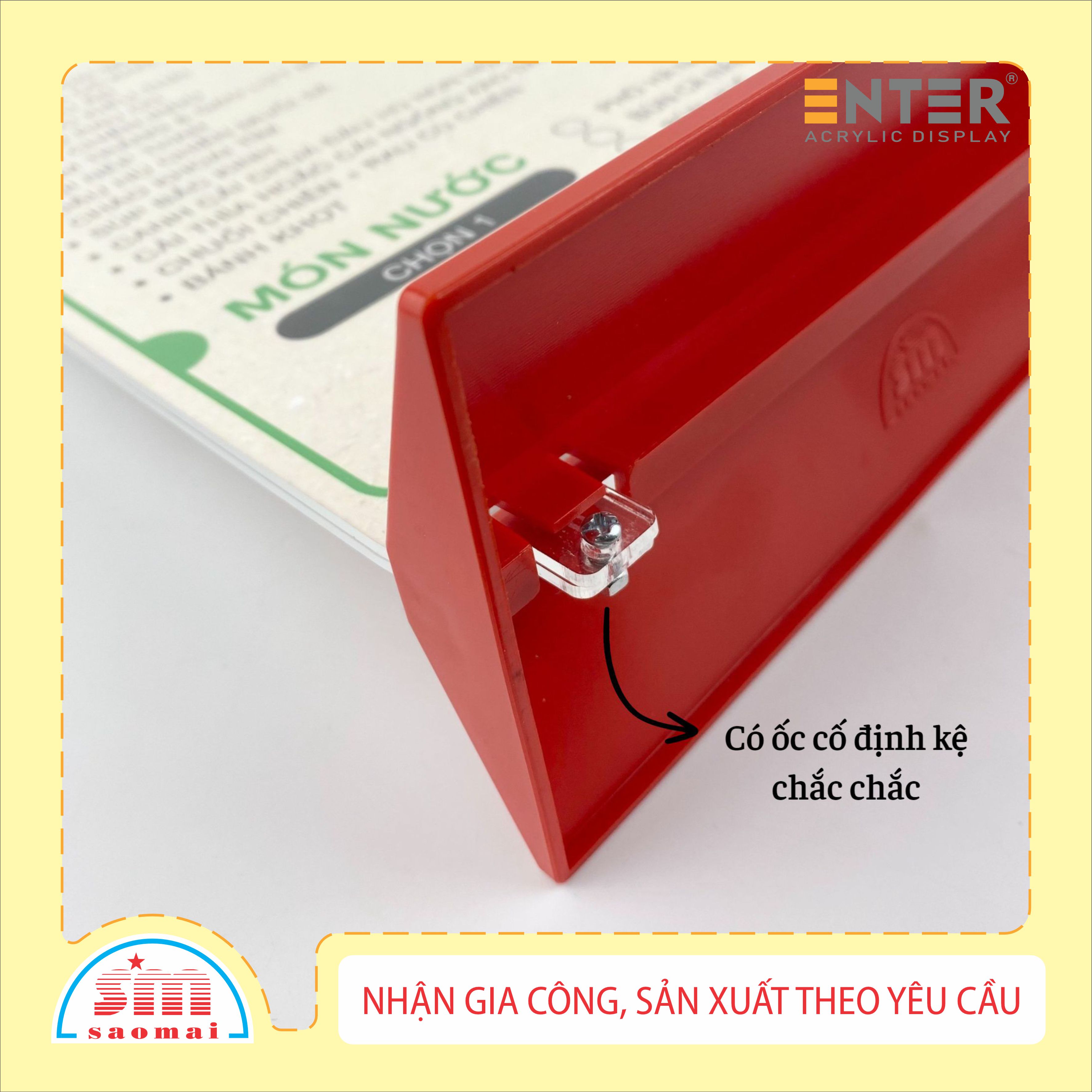 Kệ mica 2 mặt Enter E18 100x150mm đế màu, Kệ menu nhà hàng, Standee mica để bàn, Bảng quét mã QR Code (20)