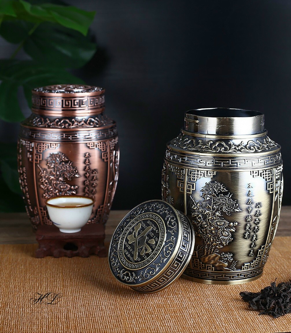 Mẫu mới 2021 lọ đựng chè đồng hoa văn cổ | lọ chè hợp kim đồng size to