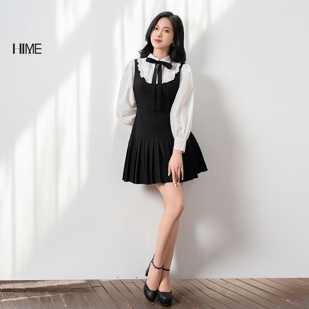Váy xếp li cổ nơ hime h018bf3d0123