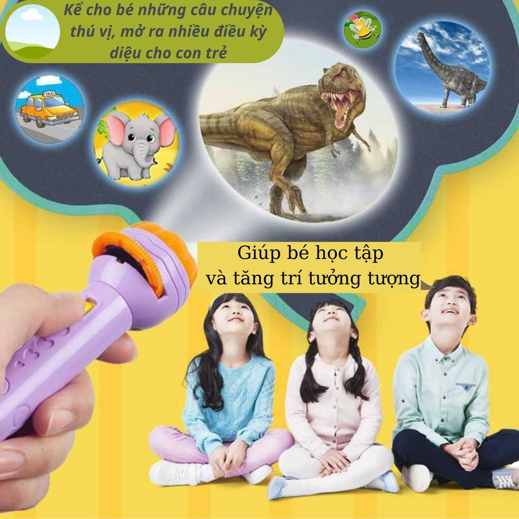 Đèn pin chiếu hình cho bé 24 hình động vật sắc nét