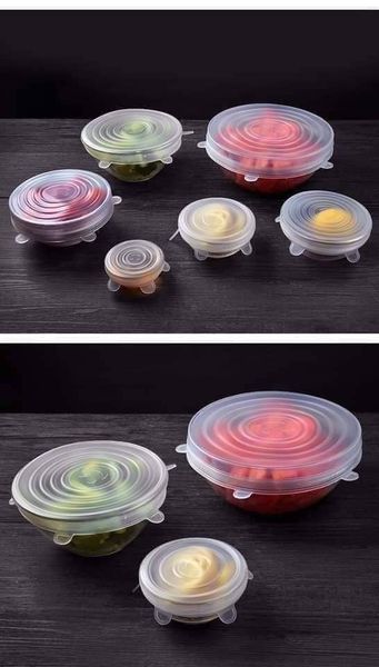 Set 6 nắp đậy silicon, bọc thức ăn tiện dụng