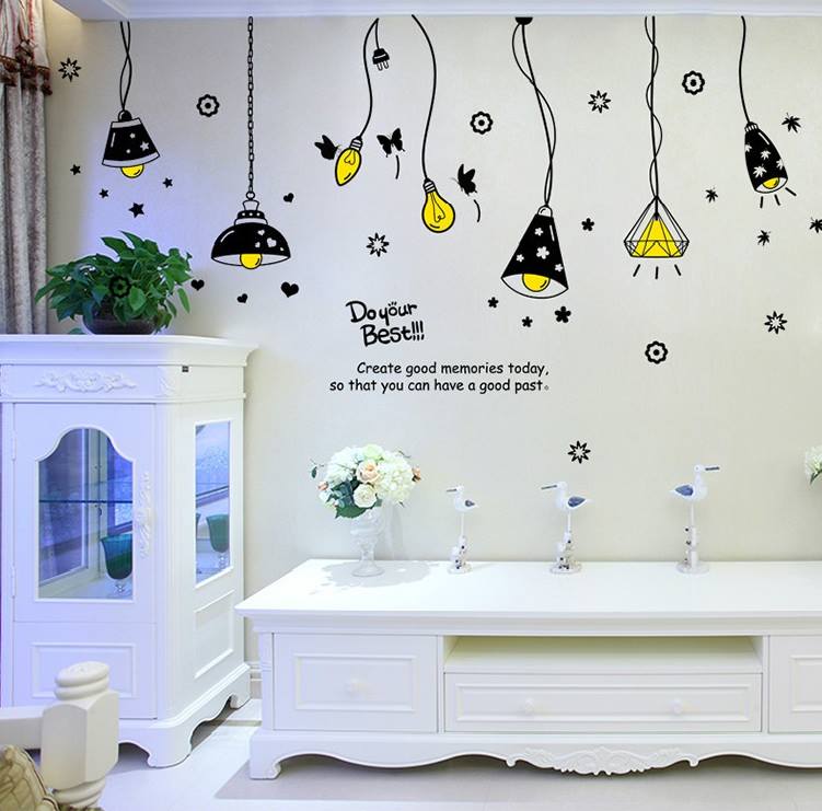 [HCM]DECAL DÁN TƯỜNG CHÙM ĐÈN BÓNG VÀNG