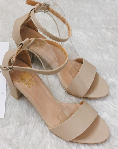Sandal 7cm quai ngang xi bít gót