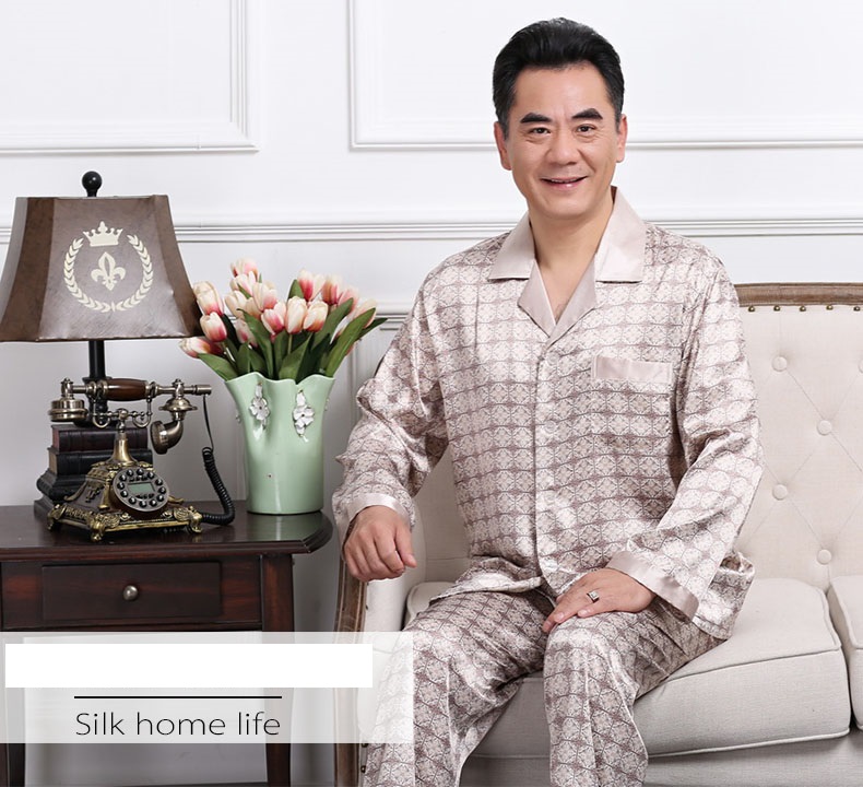 BỘ QUẦN ÁO PYZAMA LỤA DÀI TAY CHO ÔNG GIÀ