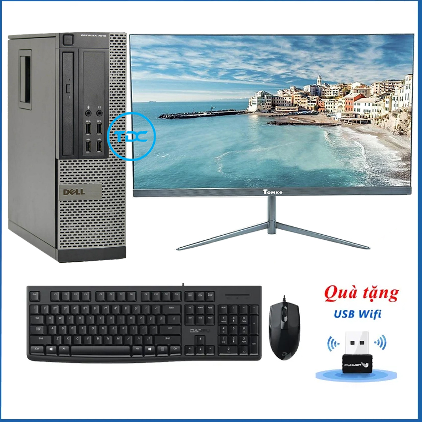 Bộ máy tính dell để bàn core i3 3220 | i5 3470| i7 3770| ram 8gb ổ cứng ssd 240gb + màn hình 22 inch tặng kèm bộ bàn phím chuột dareu, usb thu wifi, bàn di chuột, bộ máy tính để bàn dell, máy tính văn phòng giá rẻ bảo hành 12 tháng