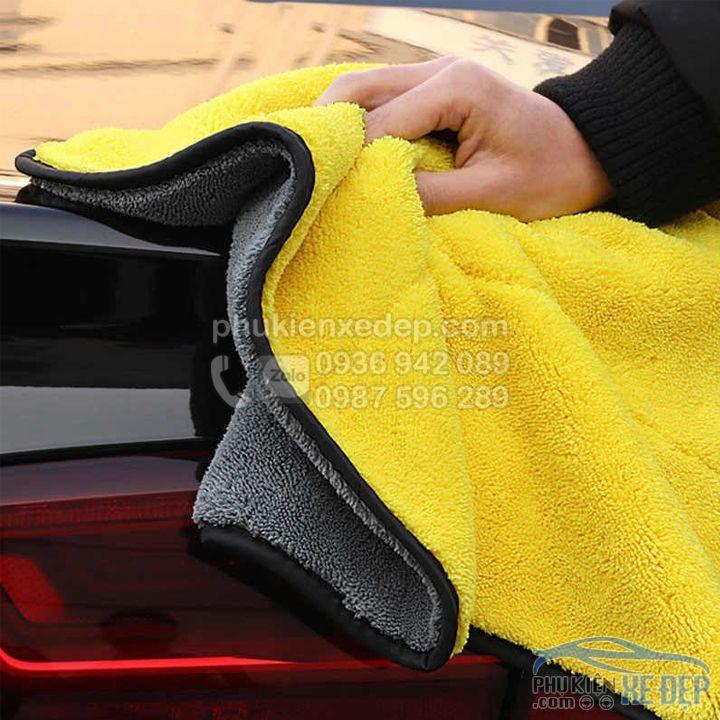 Khăn lau xe hơi, lau kính 2 lớp Microfiber dày, mịn không rụng sợi kích thước 30x60cm, chuyên dụng cho lau kính, lau xe hơi, spa chăm sóc da
