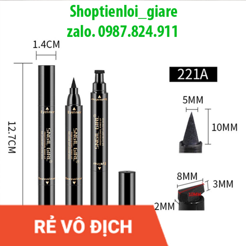 Bút kẻ mắt 2 trong 1 QIC siêu tiện lợi, không thấm nước, dễ dàng tạo đôi mắt đẹp sắc nét-hàng nội địa Trung