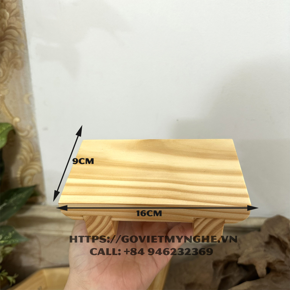 [16x9cm - Chuẩn Nhật] Thớt sushi gỗ trang trí sushi- Thớt gỗ trang trí Sushi kích thước 16cmx9cm -Gỗ thông nguyên khối