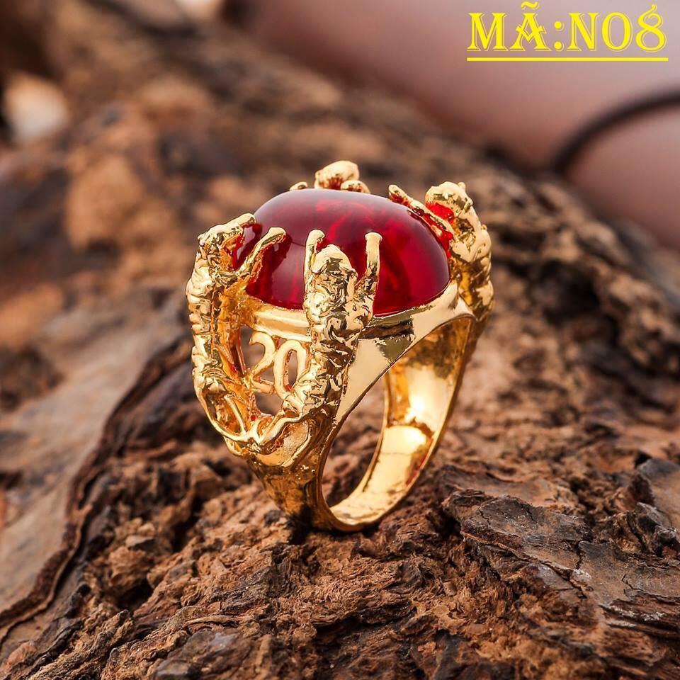 Nhẫn phong thủy Nhẫn phong thủy Nhẫn nam đính đá mạ vàng cao cấp, may mắn
