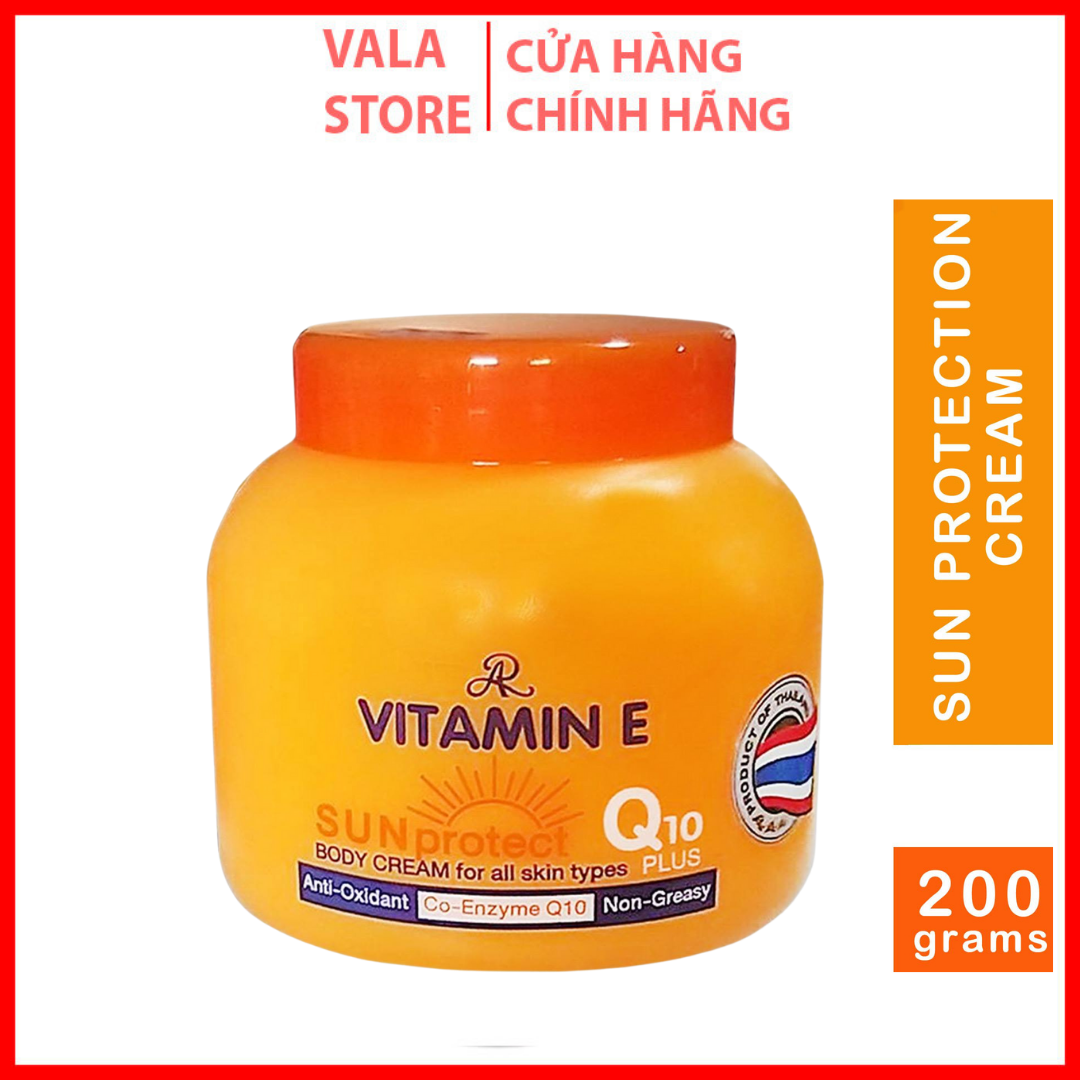 Kem Dưỡng thể  body Chống Nắng Vitamin E Sun Protect Q10 Plus Aron 200ml Thái Lan, Dưỡng ẩm, chống tác nhân tia UV, Không bết dính