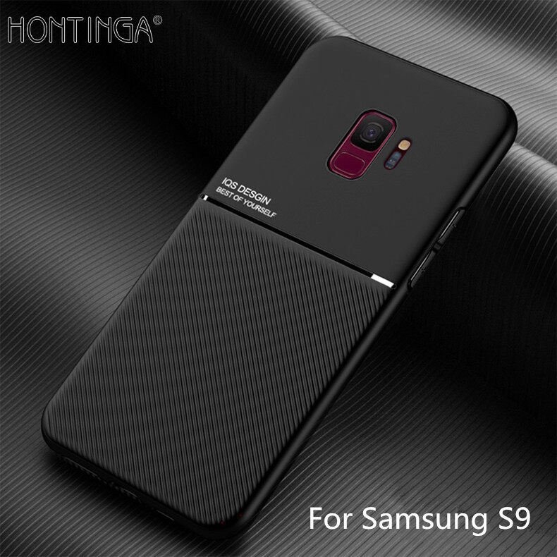 Hontinga For Samsung Galaxy S9 S9 Plus Case Slim Leather Texture Casing Samsung S9+ S9 + Phone Case Fahion Slim Matte Protective Phone Case Cove Shockproof Cases Coque Handphone Case
