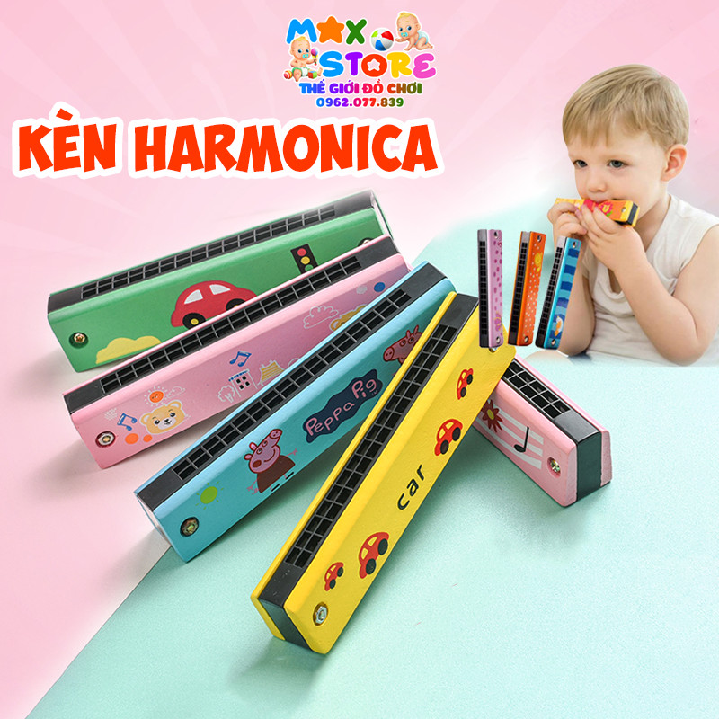 Kèn harmonica gỗ 32 lỗ cho bé hoa văn thú vị giúp bé cảm thụ âm nhạc