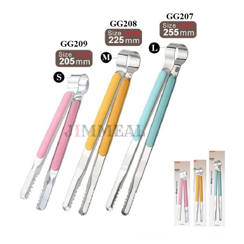 Kẹp gắp thức ăn, kẹp gắp thịt nướng inox hàn quốc ggomi gg209 gg208 gg207 20.5cm 22.5cm 25.5cm cao cấp