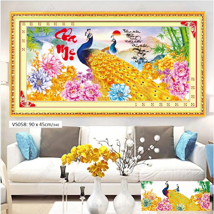 Tranh đính đá ABC Cha Mẹ VS058 (90x45cm) - chưa đính đá