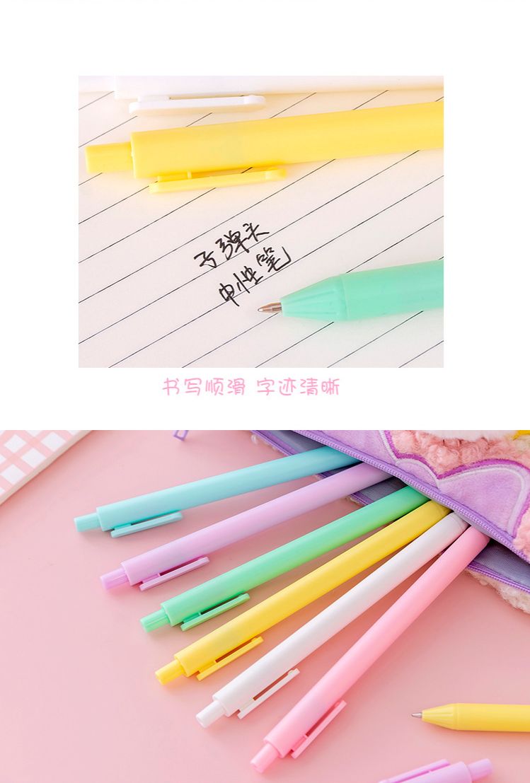 Bút Gel Bấm Macaron Ngòi 0.5mm Mực Đen