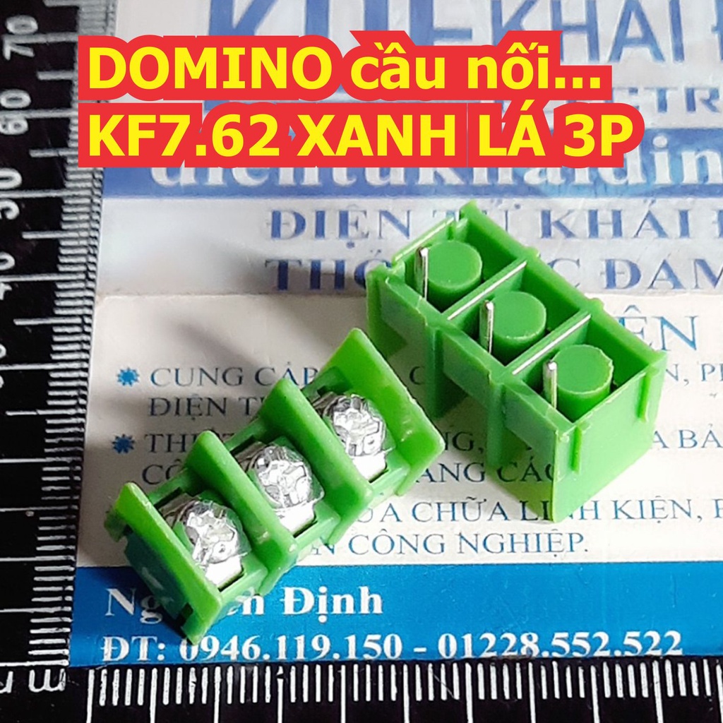 10 cái domino cầu nối vặn dây kf7.62 2 chân cách nhau 7.62mm xanh lá 2p 3p 4p kde0015