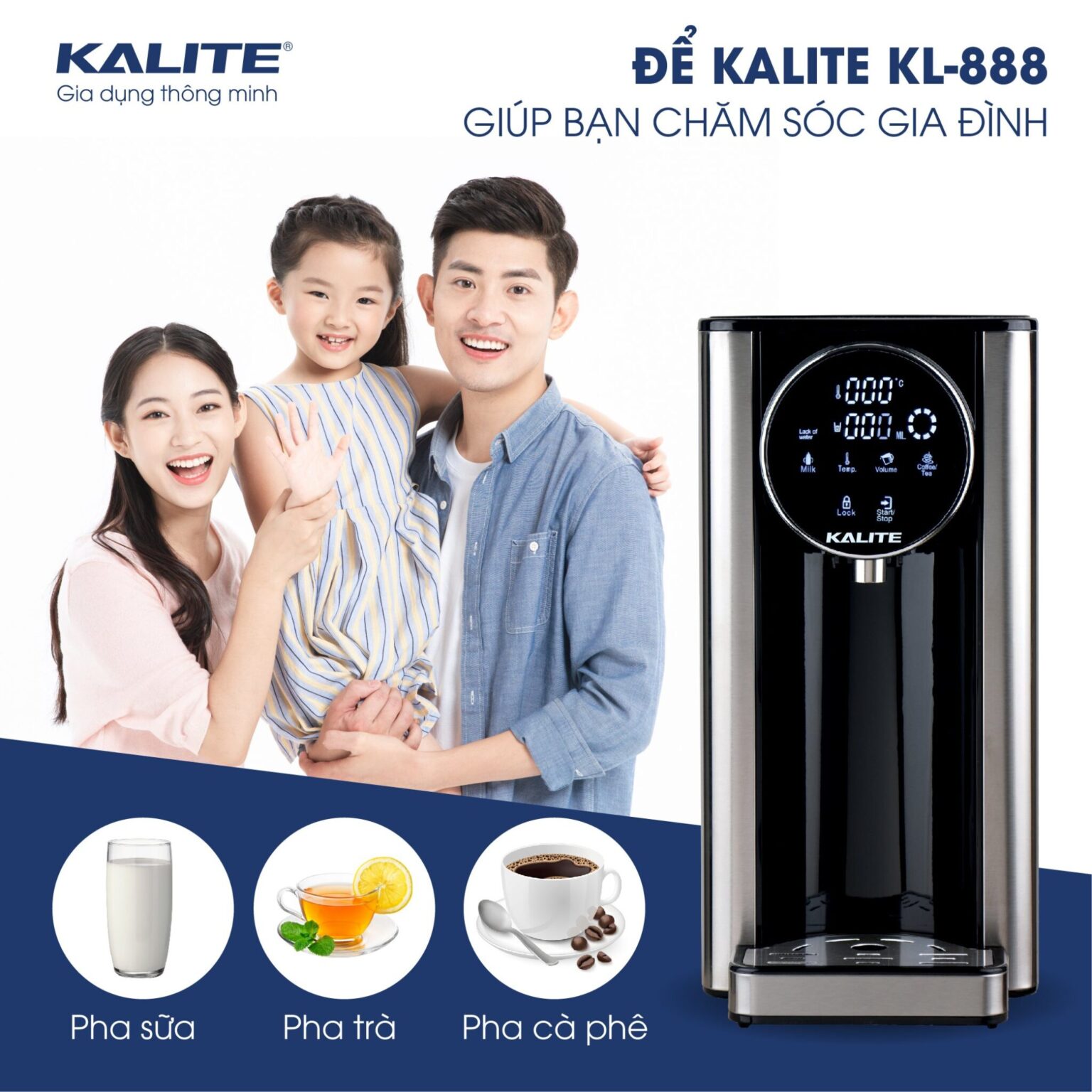 Bình Thủy Điện Kalite KL-888 (Lọc + chọn mực nước + tùy chỉnh nhiệt độ)