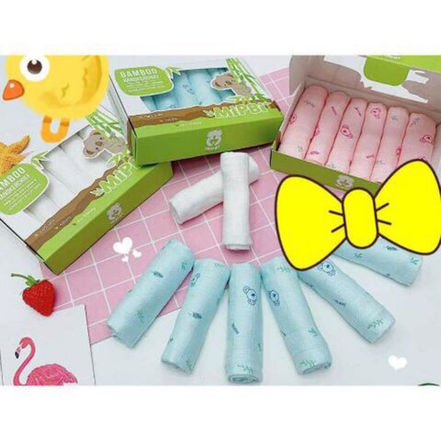 Khăn sữa MIPBI  sợi tre siêu mềm (hộp 6 cái )