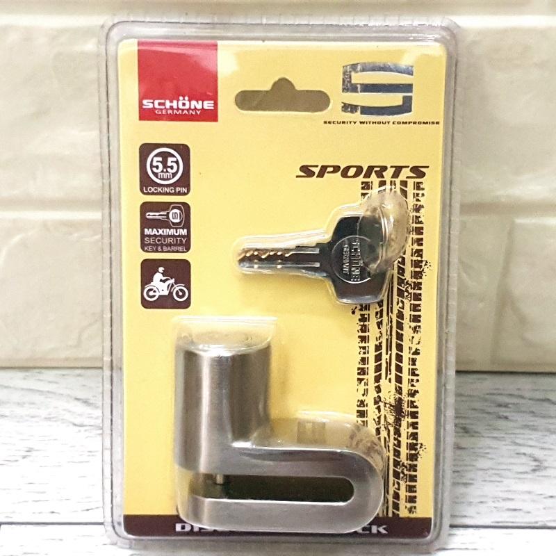 Khóa đĩa xe máy chống trộm SCHONE SC-3027 Bạc ( GERMANY)