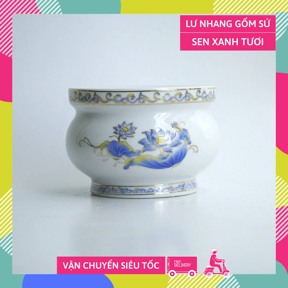 Lư hương, bát nhang thờ cúng đặt bàn thờ gốm sứ cao cấp - Cao 7cm