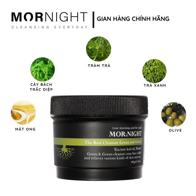 Sữa rửa mặt hữu cơ trà xanh-100g (Green&Green) MORNIGHT☘️