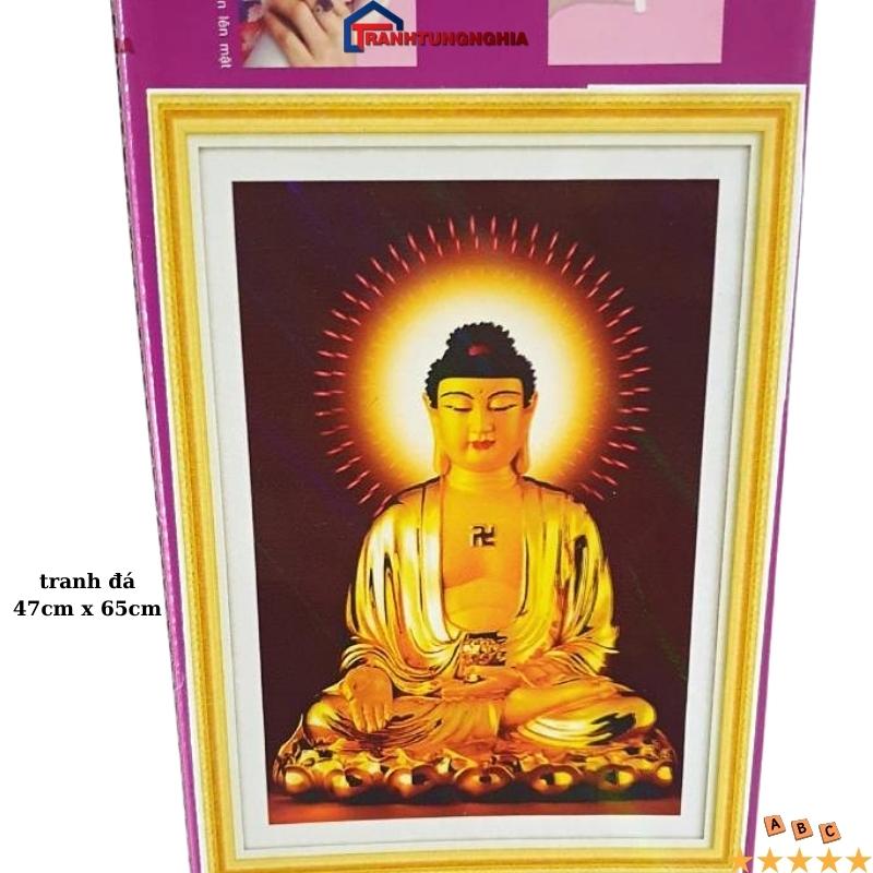 Tranh đính đá, tranh thêu chữ thập phật a di đà