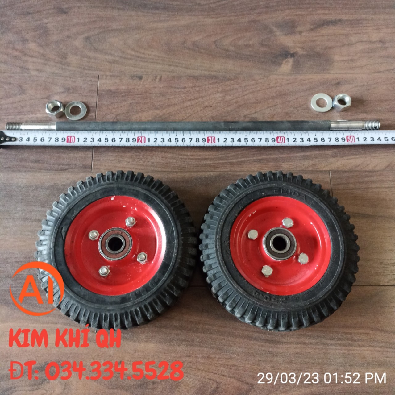 Bộ 2 bánh xe 20 cm kèm trục ốc